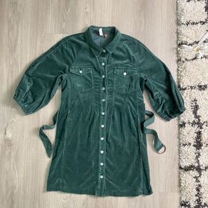 Anthropologie Pilcro Marta Corduroy Tiered Belted Long Sleeve Midi Dress Large